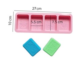 Molde silicona 4 jabones rectangulares labrados